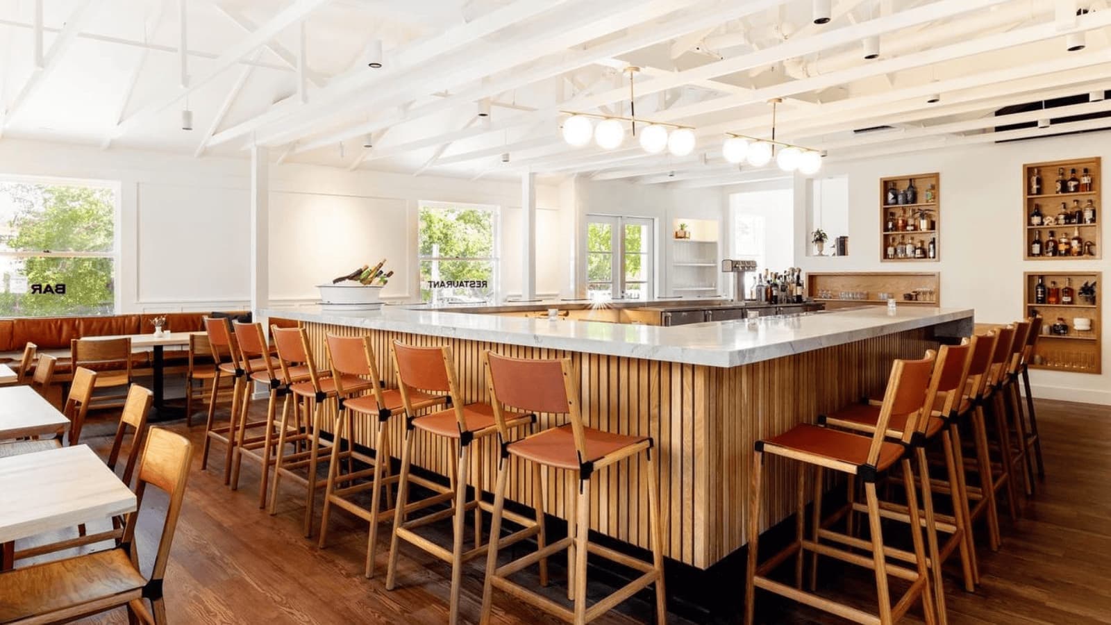 The bar and dining room at Charlie's in St. Helena