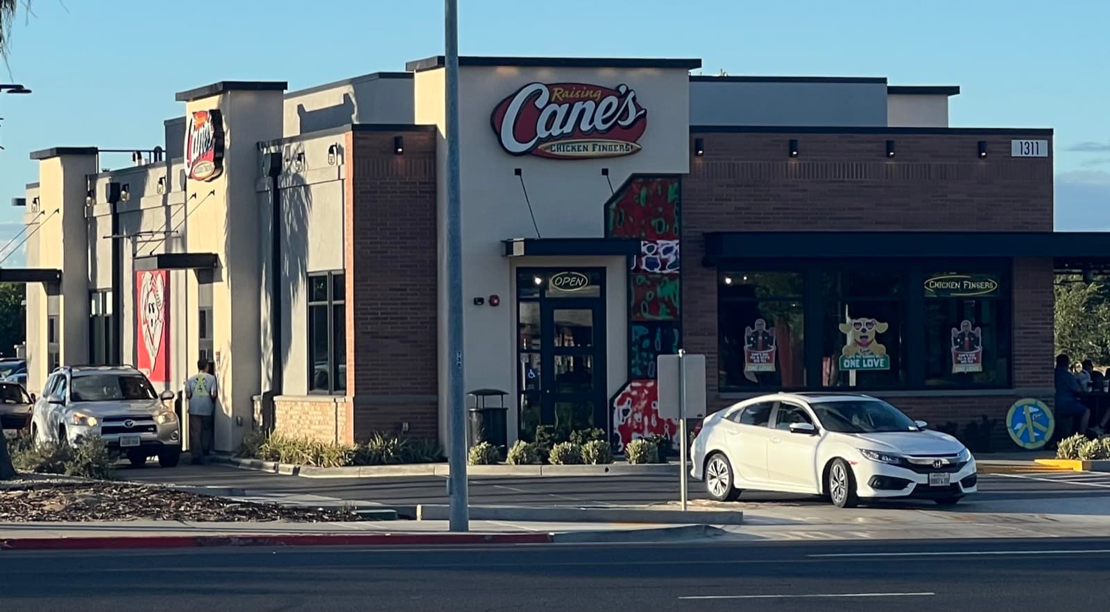 The exterior of a Raising Cane's